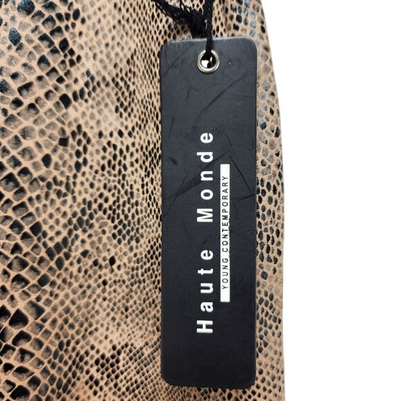 Haute Monde Womens Snake Print Faux Suede Mini Skirt Belt Loops Size L - Picture 5 of 7